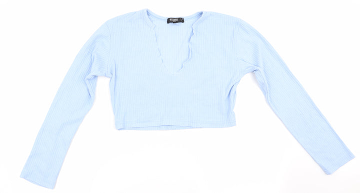 Missguided Womens Blue Cropped T-Shirt Size 12