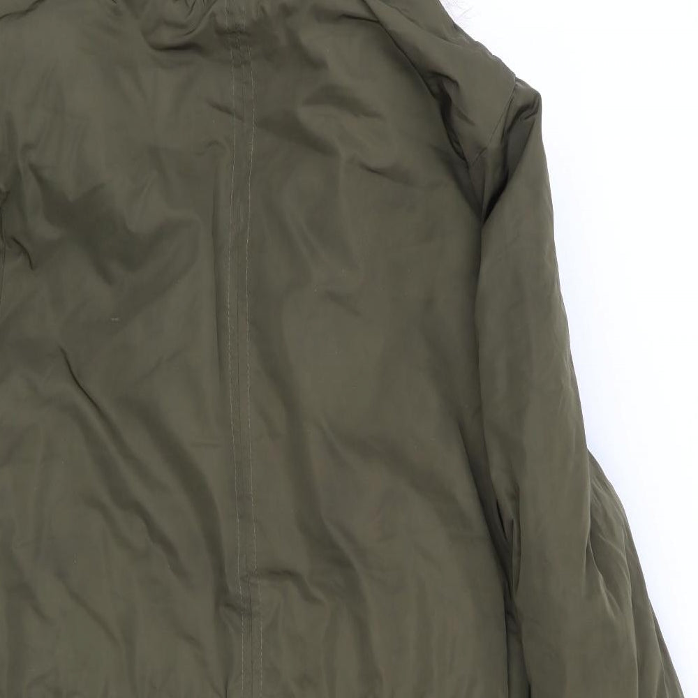 V by Very Womens Green   Anorak Coat   - Faux Fur Trim