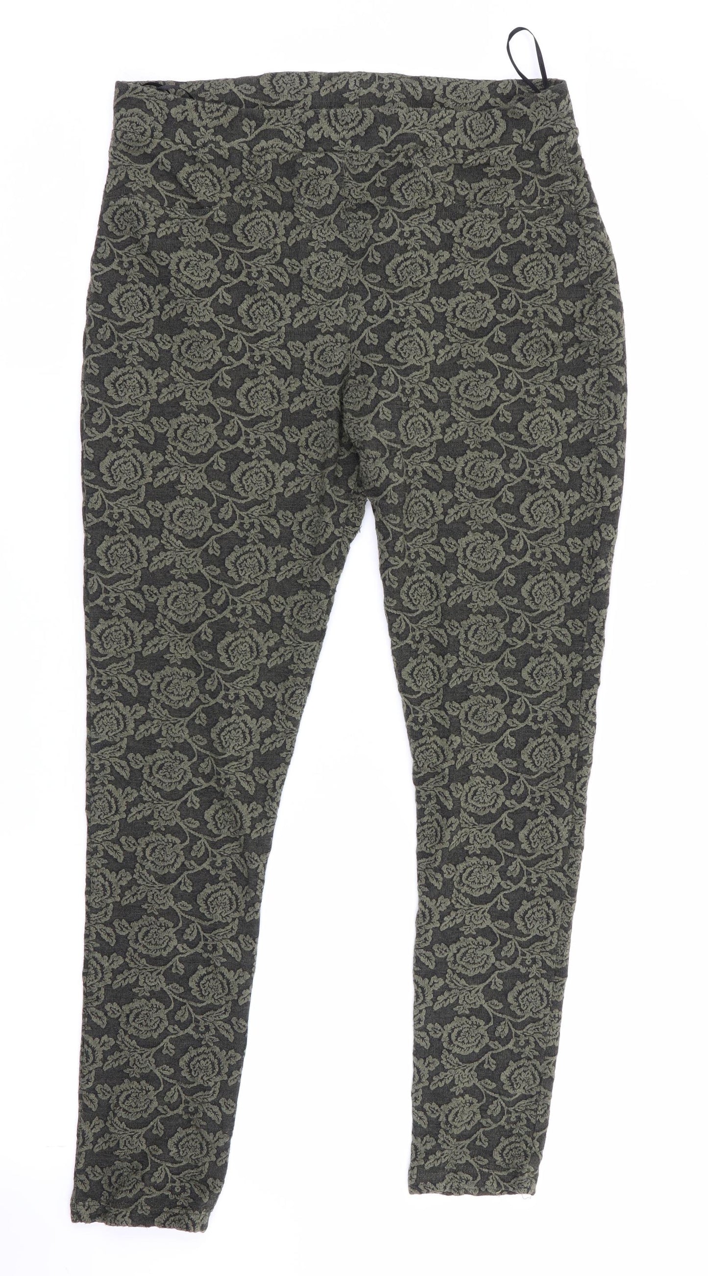 Spirit at M&CO Womens Green Floral  Jegging Leggings Size 10 L26 in