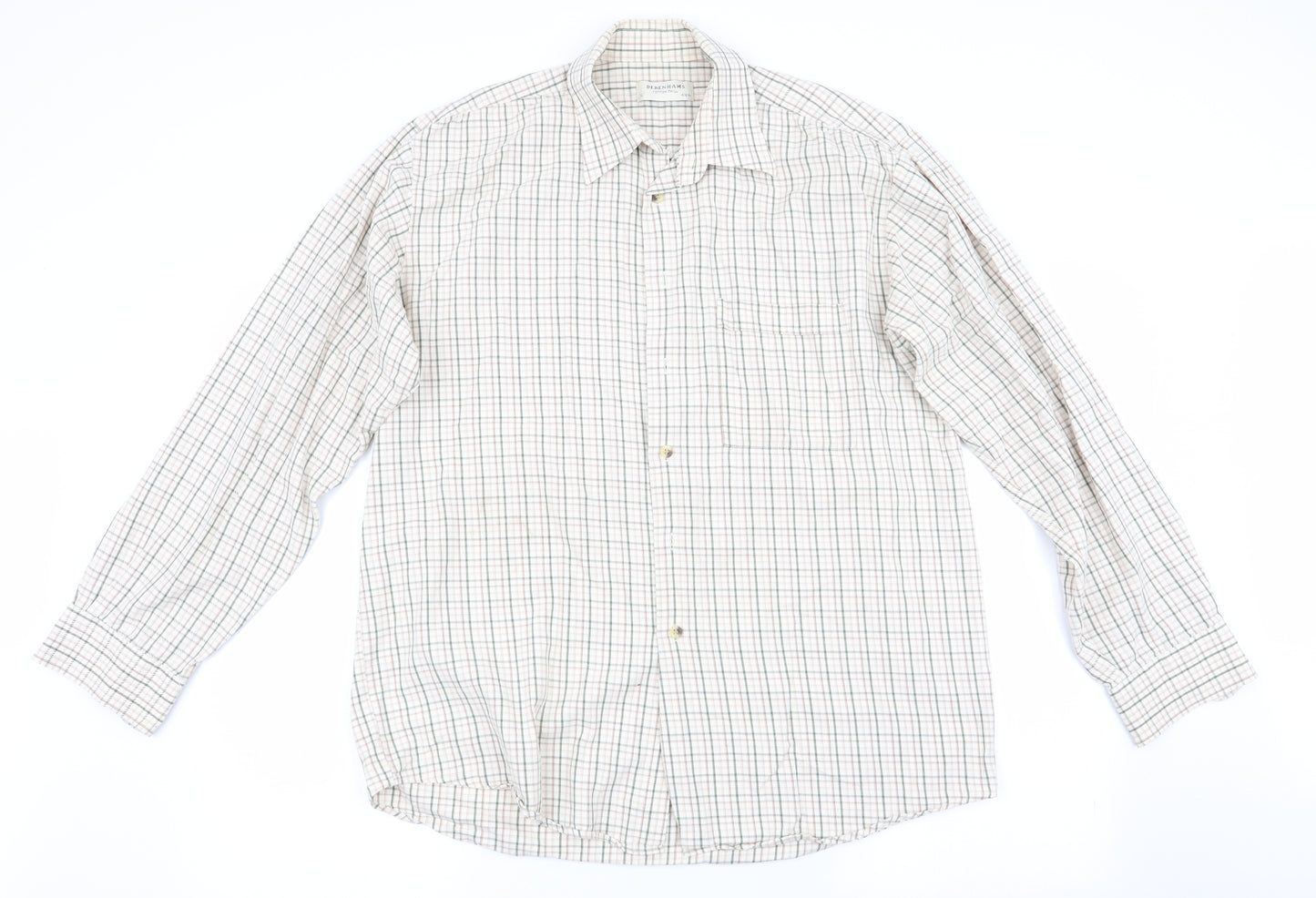 Debenhams Mens Green Check   Dress Shirt Size 16