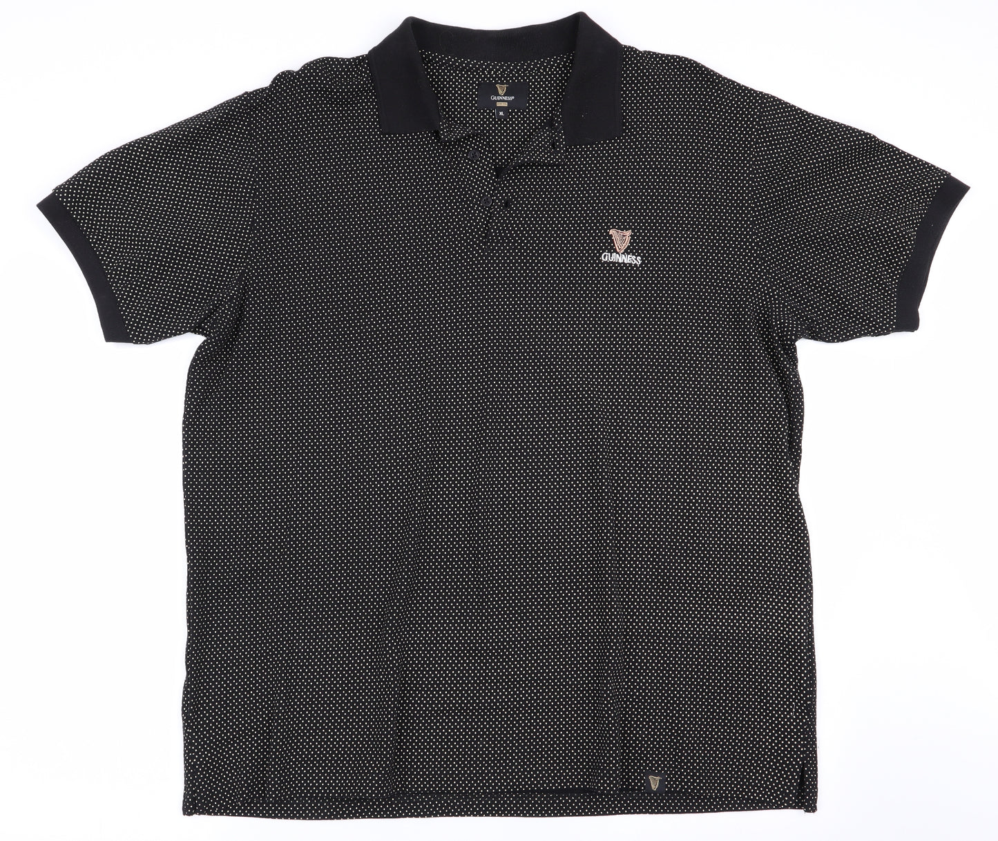 Guiness Mens Black Polka Dot   T-Shirt Size XL