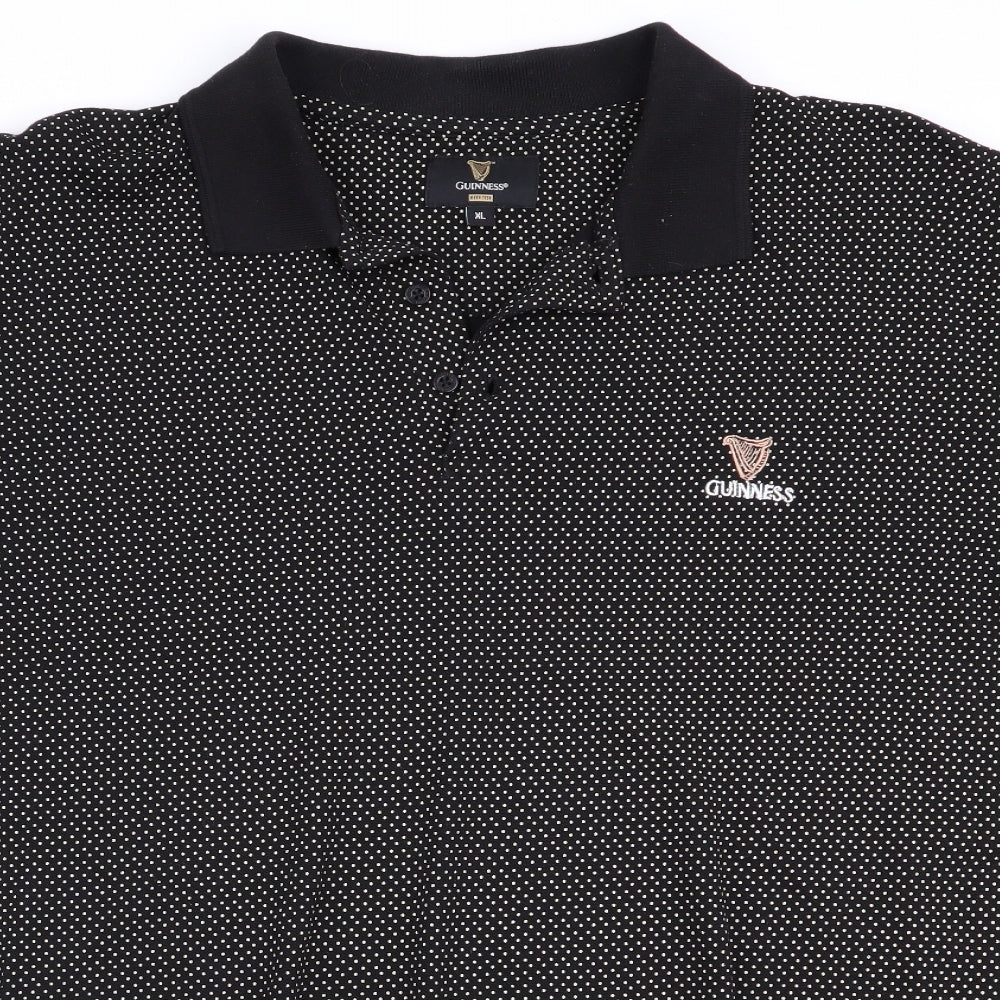 Guiness Mens Black Polka Dot   T-Shirt Size XL