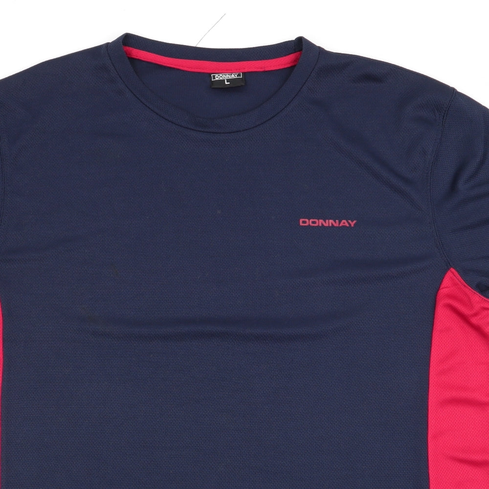 Donnay Mens Blue Colourblock   T-Shirt Size L