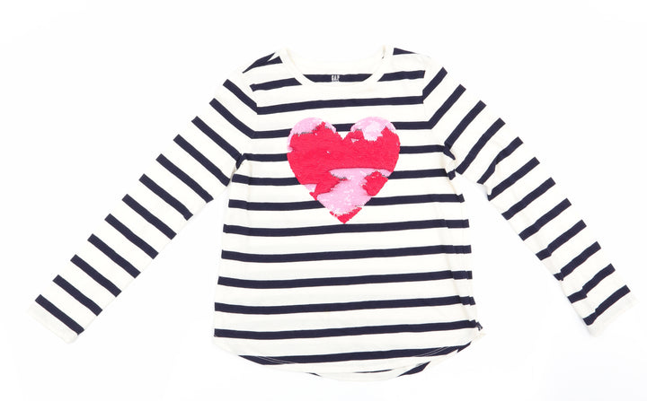 Gap Girls Blue Striped  Basic Casual Size L