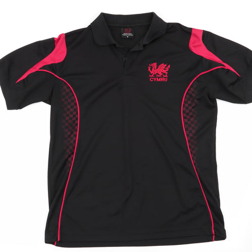 Manav Mens Black    T-Shirt Size M  - Cymru