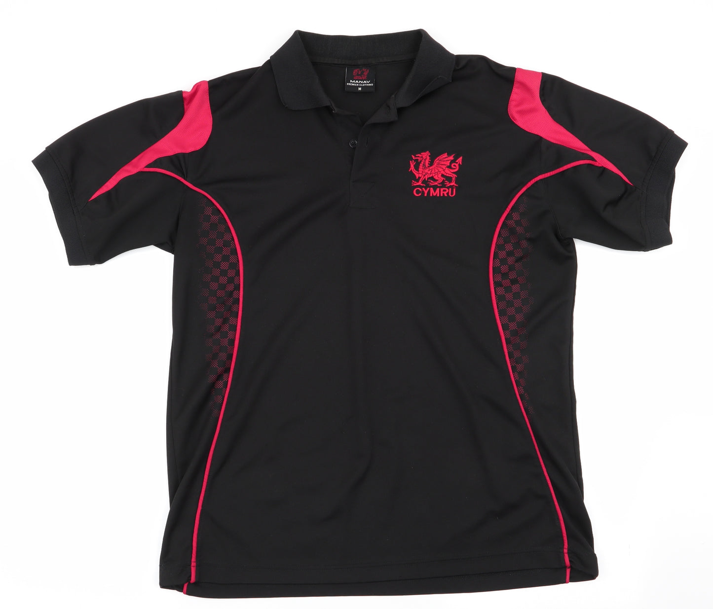 Manav Mens Black    T-Shirt Size M  - Cymru