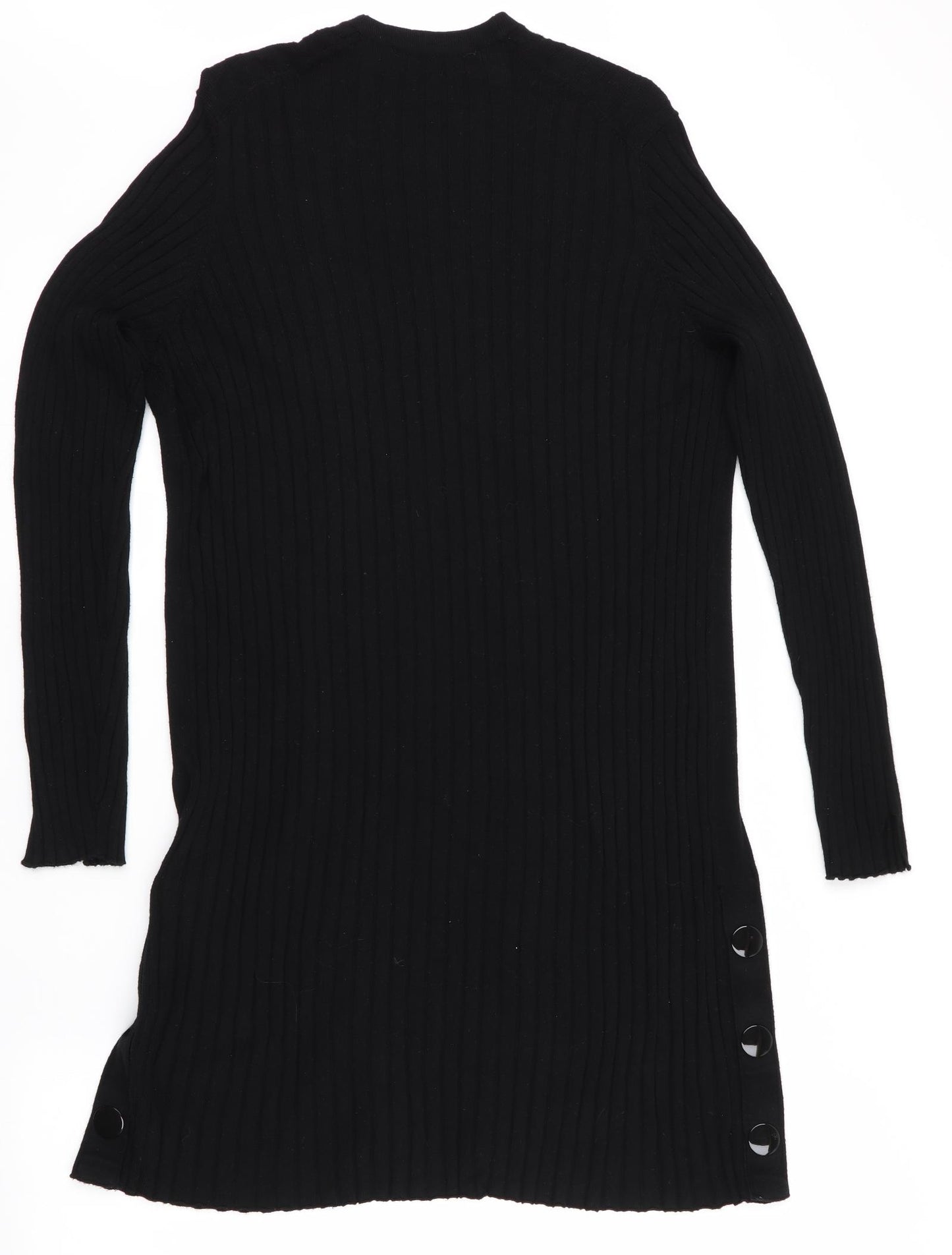 Marks and Spencer Womens Black Striped  Cardigan Jumper Size M  - Longline Cardigan