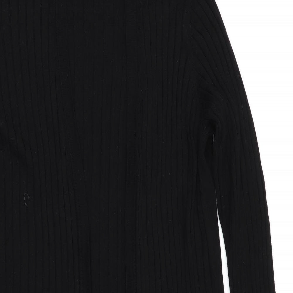 Marks and Spencer Womens Black Striped  Cardigan Jumper Size M  - Longline Cardigan