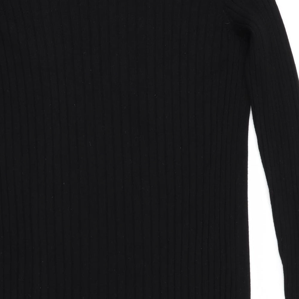 Marks and Spencer Womens Black Striped  Cardigan Jumper Size M  - Longline Cardigan