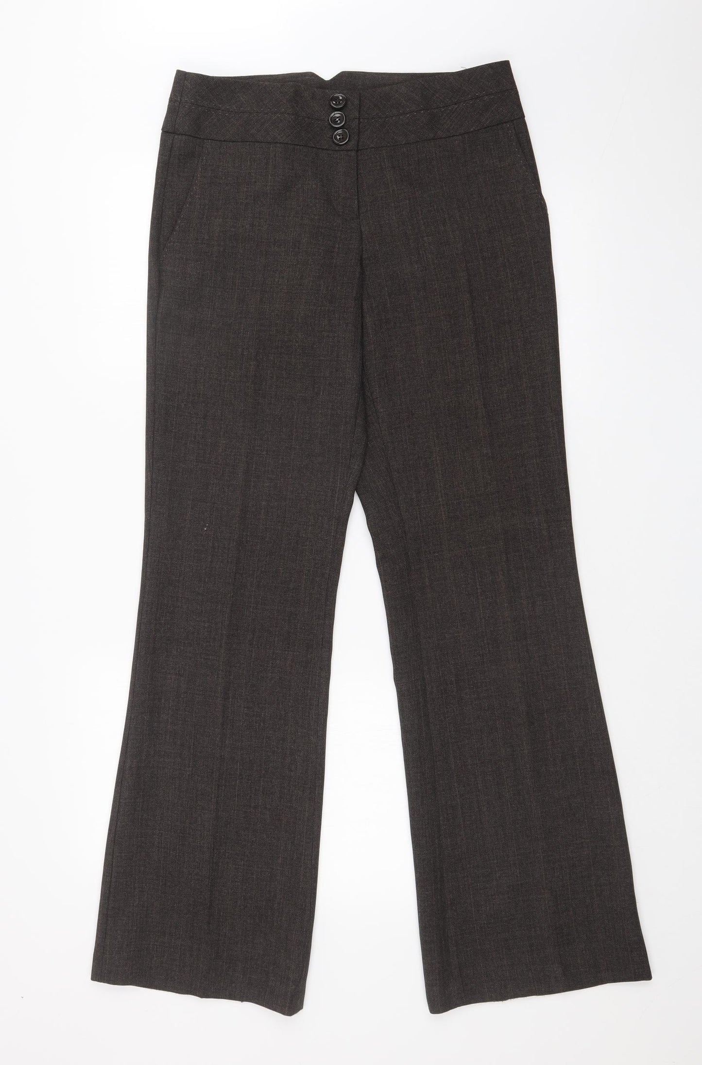F&F Womens Brown Check  Trousers  Size 10 L32 in