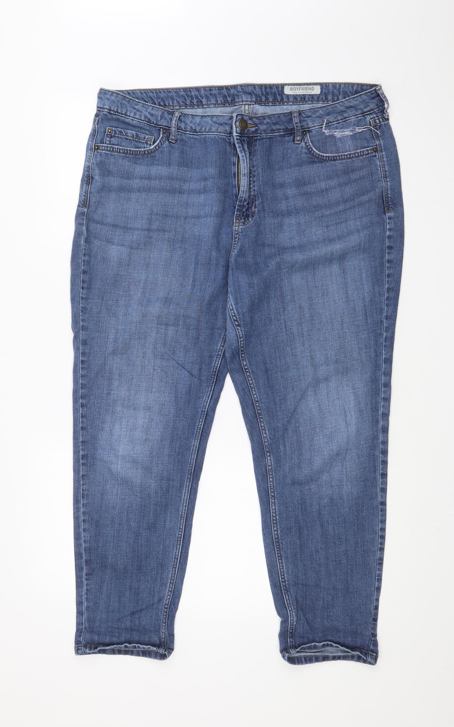 M&S Womens Blue   Boyfriend Jeans Size 16 L26 in