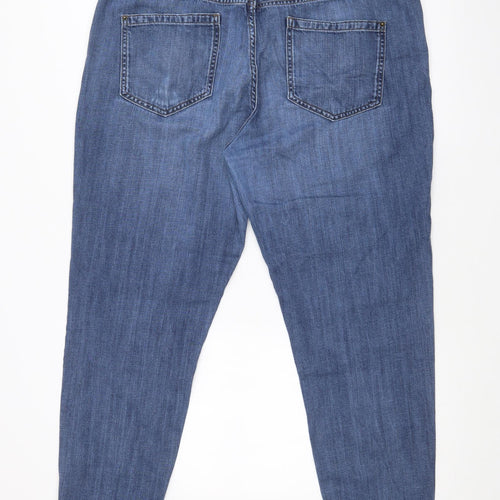 M&S Womens Blue   Boyfriend Jeans Size 16 L26 in