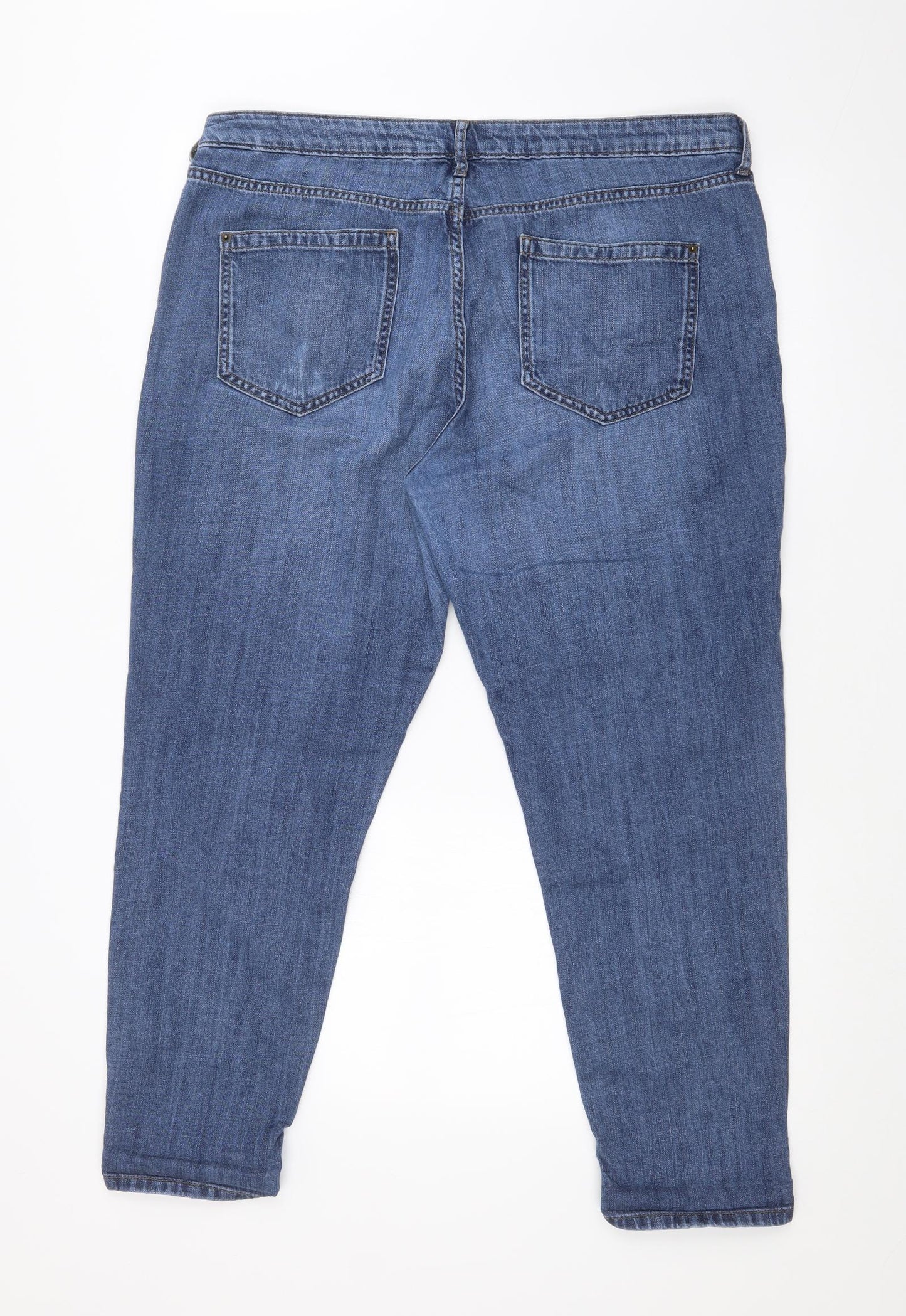M&S Womens Blue   Boyfriend Jeans Size 16 L26 in