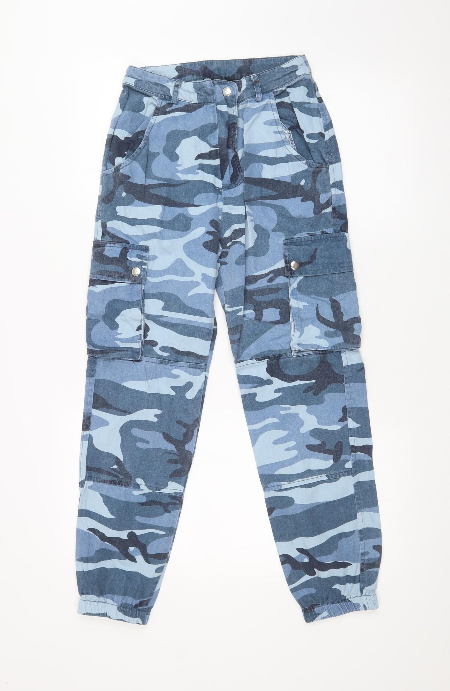 New Look Womens Blue Camouflage  Cargo Trousers Size 6 L26 in