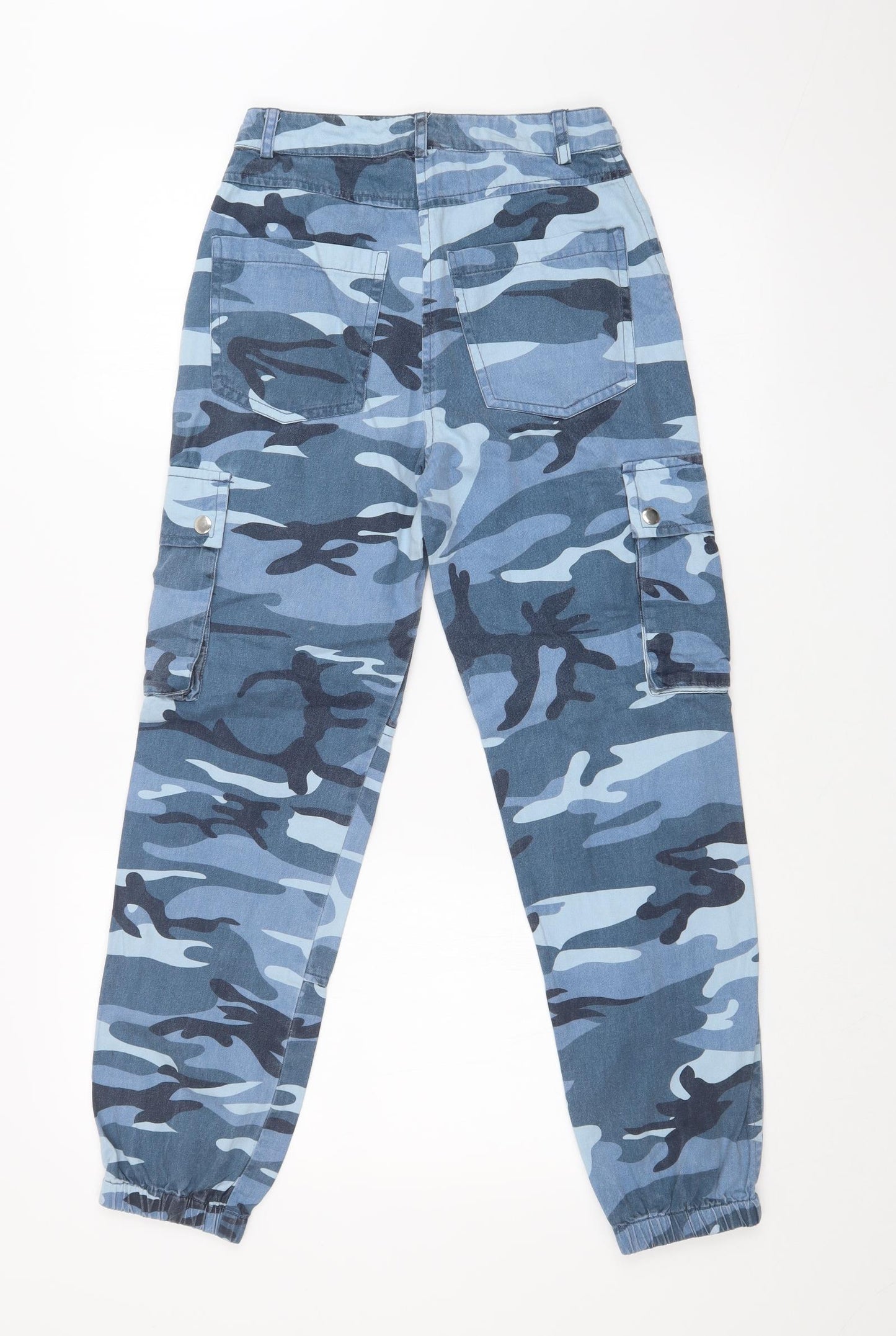 New Look Womens Blue Camouflage  Cargo Trousers Size 6 L26 in