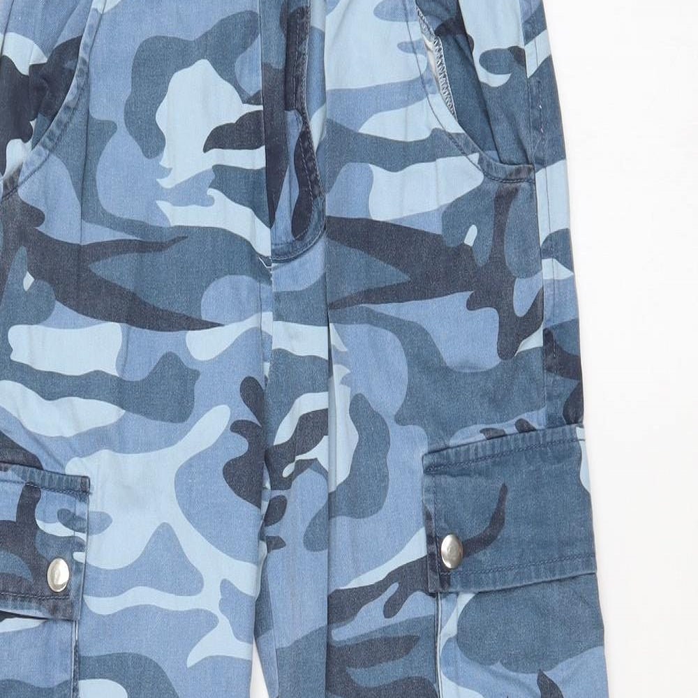 New Look Womens Blue Camouflage  Cargo Trousers Size 6 L26 in