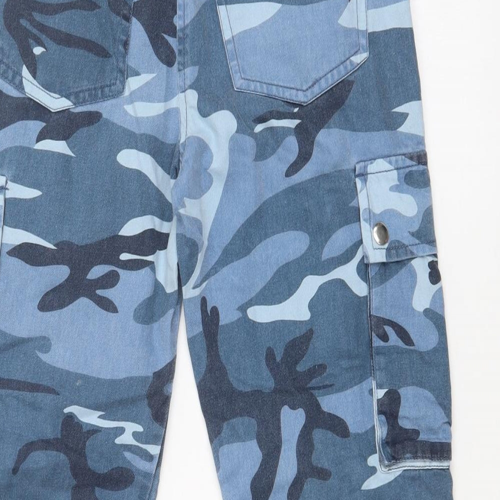 New Look Womens Blue Camouflage  Cargo Trousers Size 6 L26 in