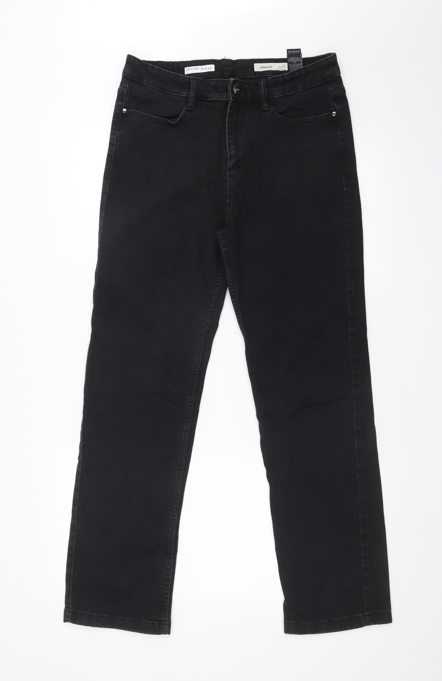 M&S Womens Black   Straight Jeans Size 12 L27 in