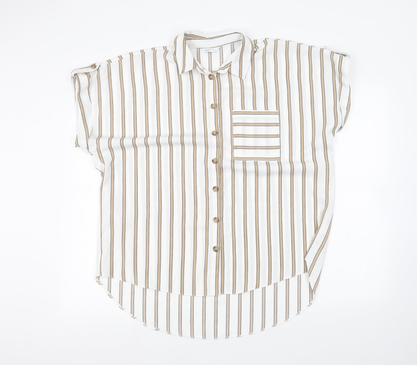 Papaya Womens White Striped  Basic Button-Up Size 14