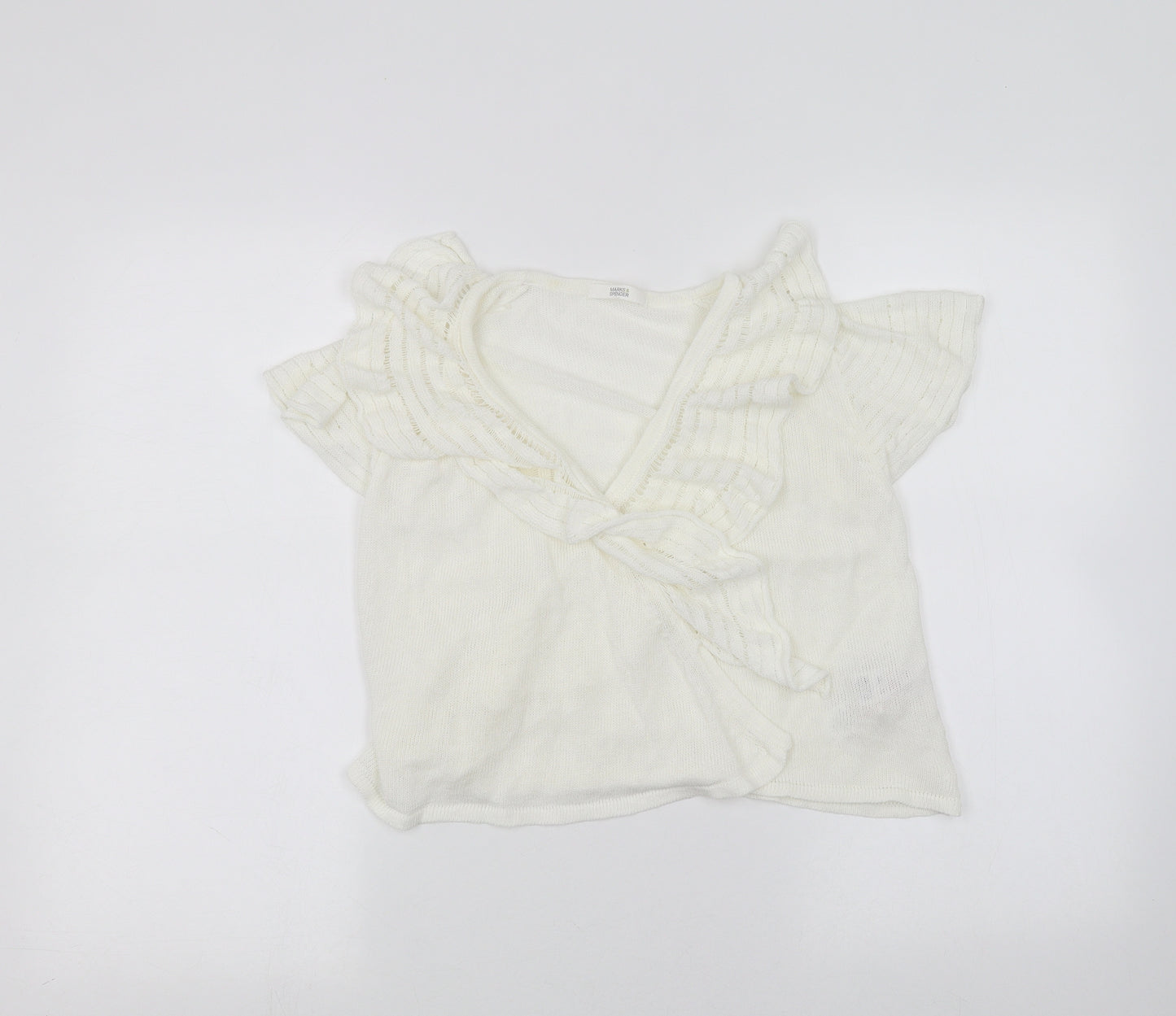 Marks and Spencer Womens White   Cardigan Jumper Size 12