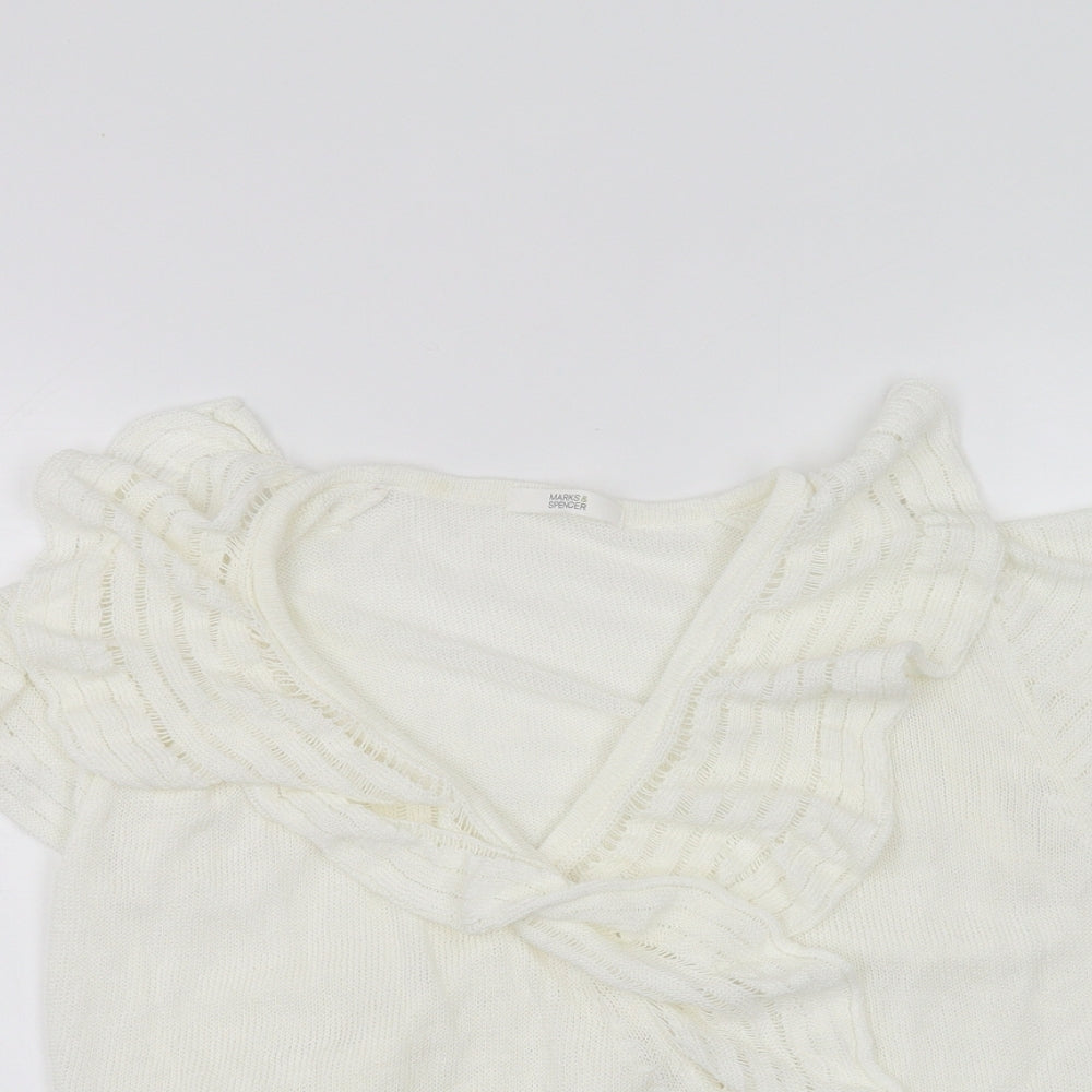 Marks and Spencer Womens White   Cardigan Jumper Size 12