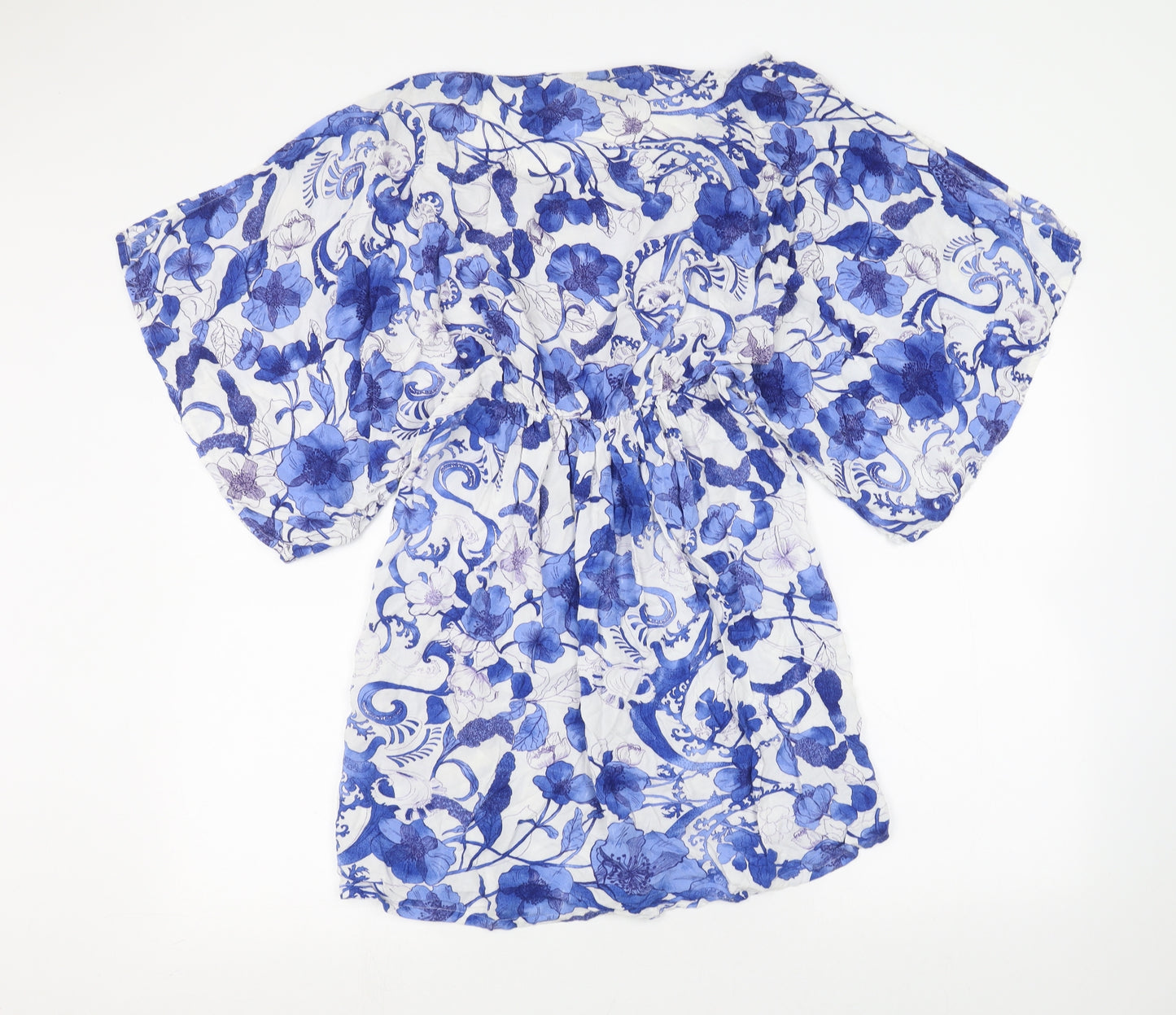 H&M Womens White Floral  Basic Blouse Size 8