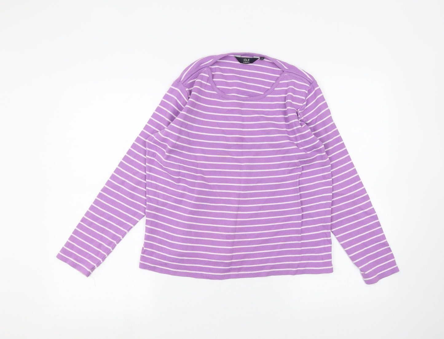 Isle Womens Purple Striped  Basic T-Shirt Size M