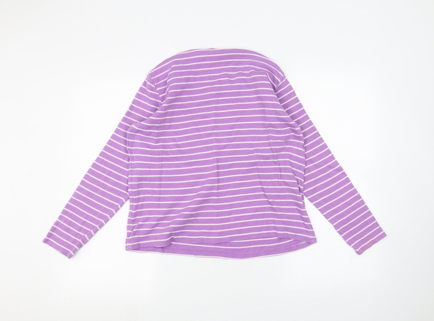 Isle Womens Purple Striped  Basic T-Shirt Size M