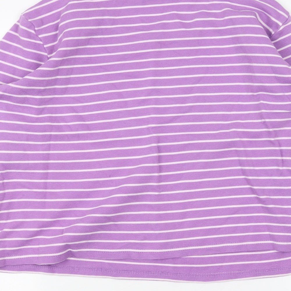 Isle Womens Purple Striped  Basic T-Shirt Size M
