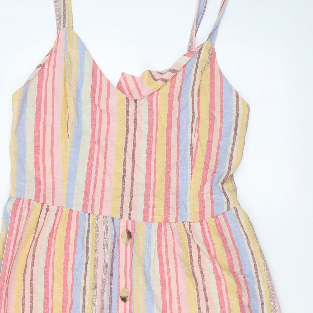 New Look Womens Pink Striped  A-Line  Size 18