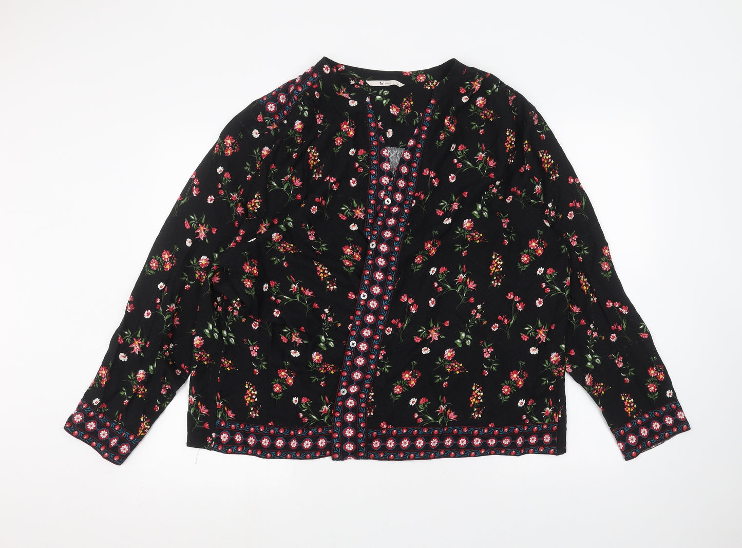 TU Womens Black Floral  Cardigan Jumper Size 22
