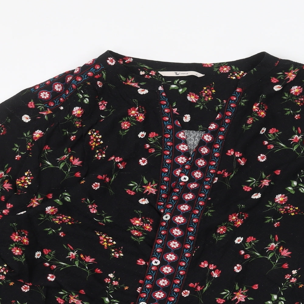TU Womens Black Floral  Cardigan Jumper Size 22