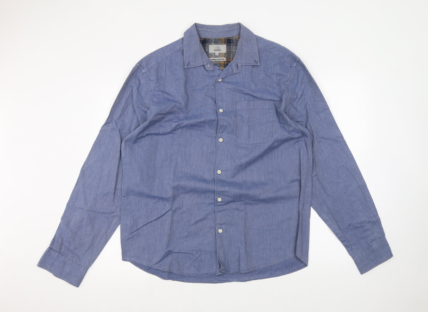 Marks and Spencer Mens Blue    Dress Shirt Size L