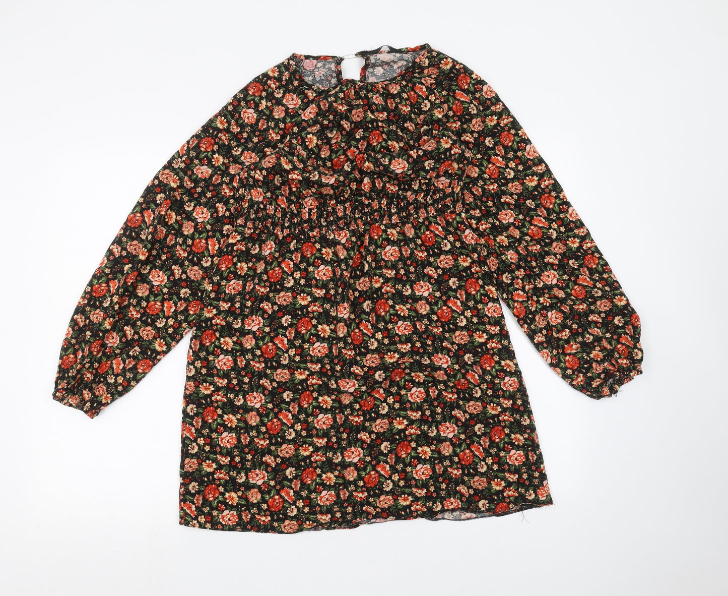 George Womens Black Floral  Basic Blouse Size 12