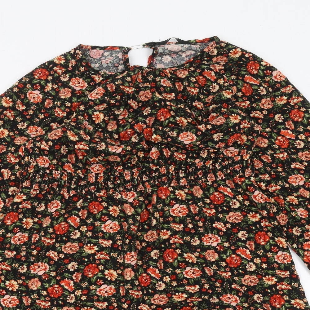 George Womens Black Floral  Basic Blouse Size 12