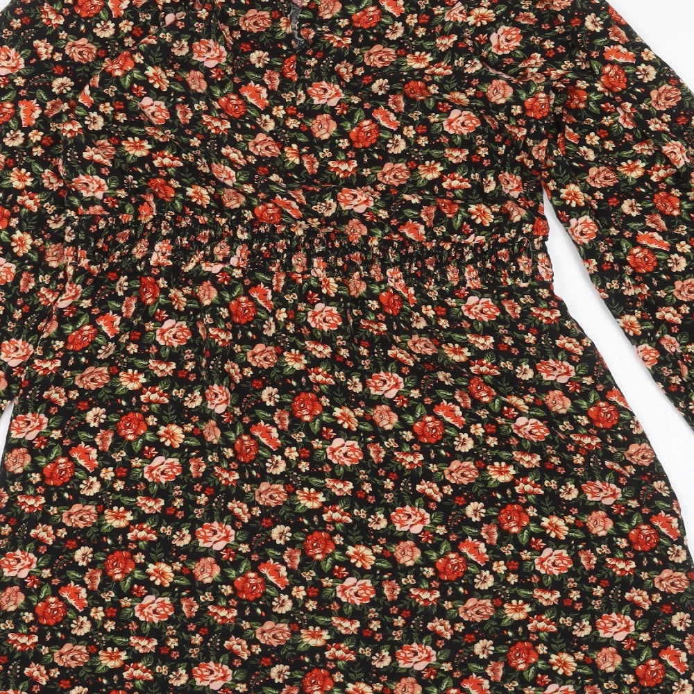George Womens Black Floral  Basic Blouse Size 12