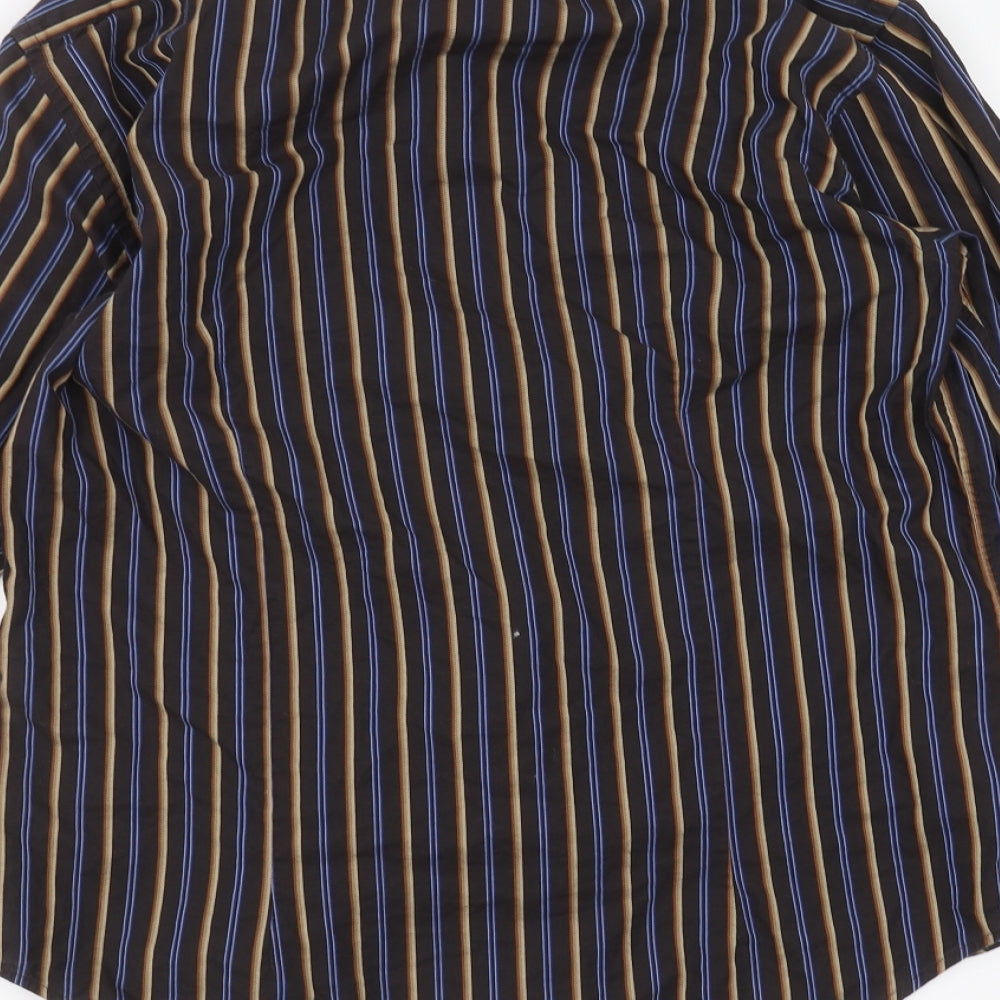 guide Mens Brown Striped   Dress Shirt Size L