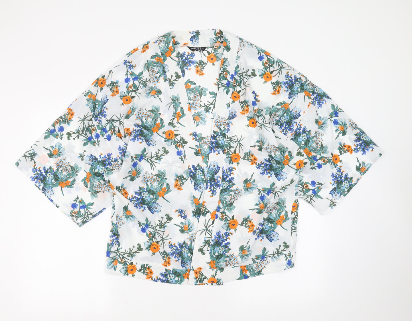 Select Womens White Floral  Cardigan Jumper Size 12