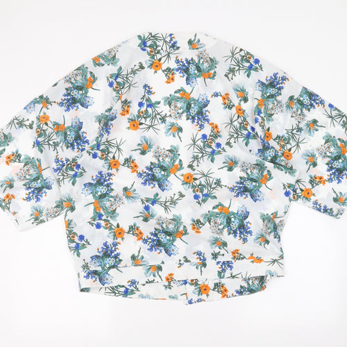 Select Womens White Floral  Cardigan Jumper Size 12