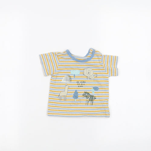 Marks and Spencer Baby White Striped  Basic T-Shirt Size 3-6 Months