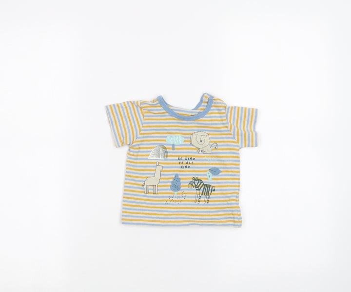 Marks and Spencer Baby White Striped  Basic T-Shirt Size 3-6 Months