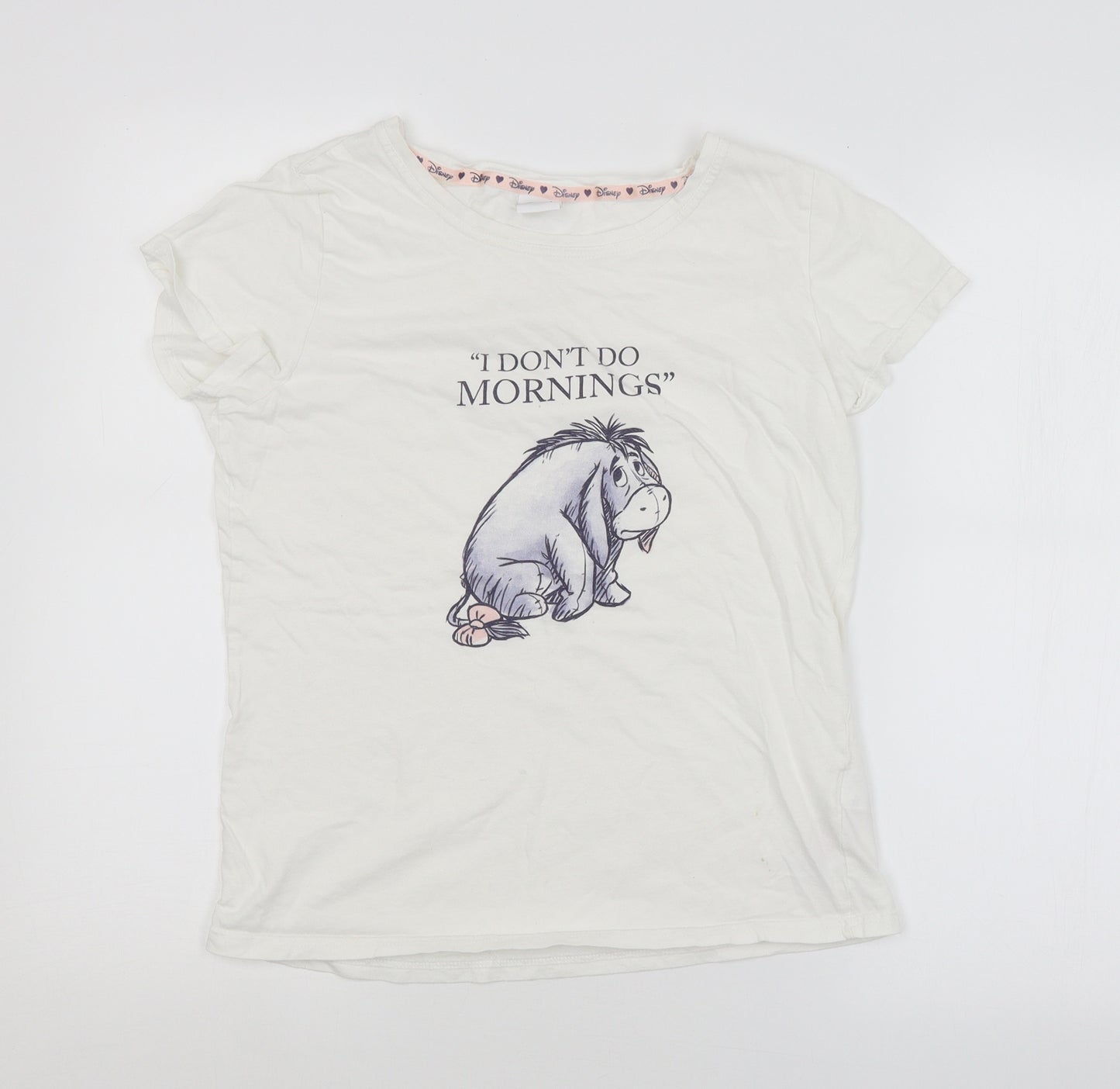 Disney Womens White   Top Pyjama Top Size 8  - WINNIE THE POOH