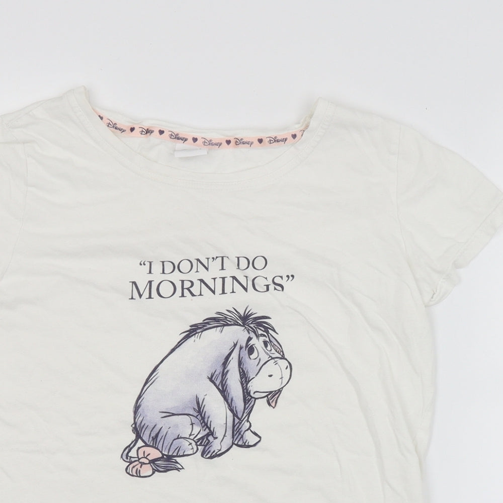 Disney Womens White   Top Pyjama Top Size 8  - WINNIE THE POOH