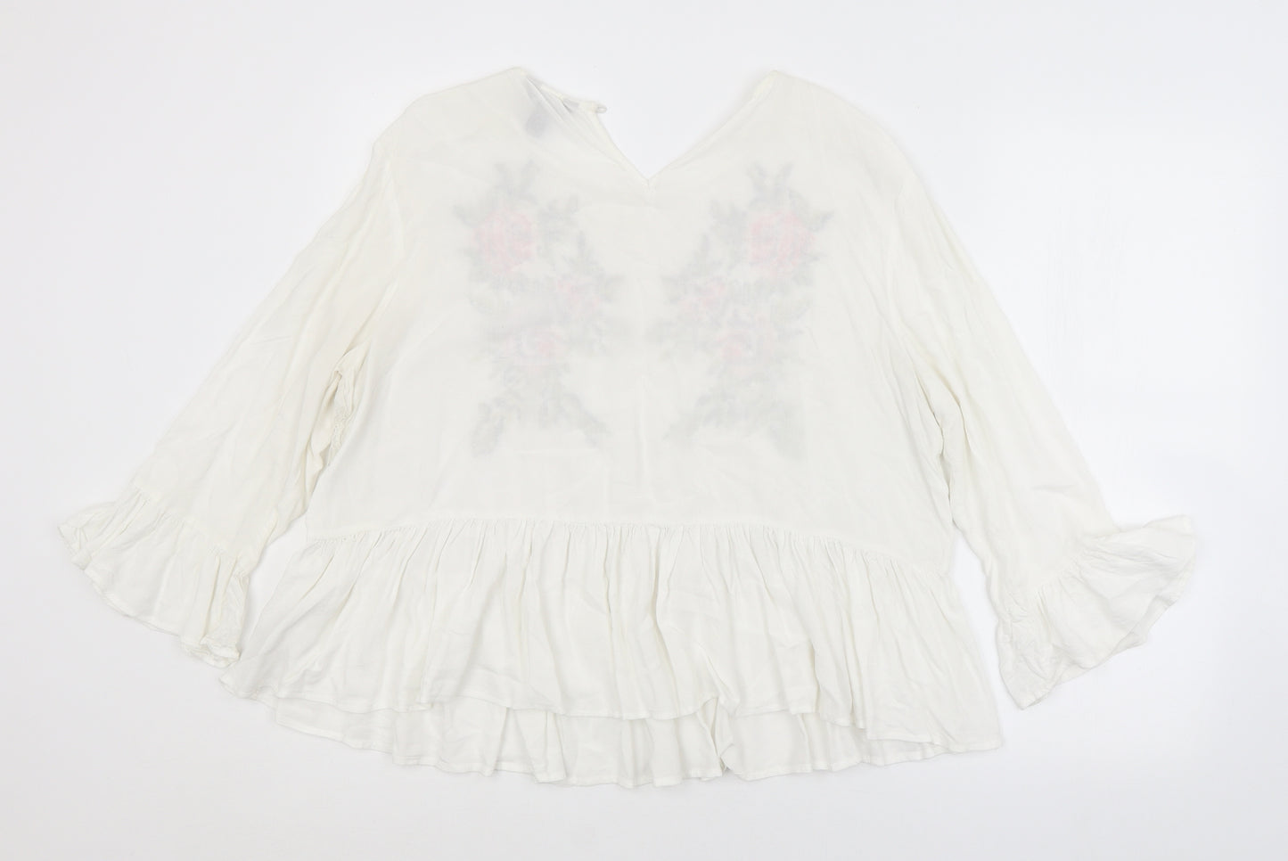 New Look Womens White Floral  Basic Blouse Size 16