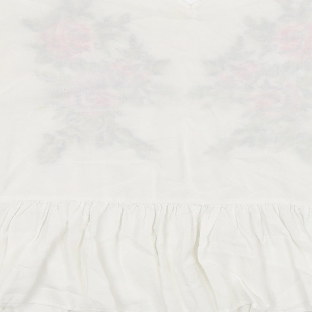 New Look Womens White Floral  Basic Blouse Size 16