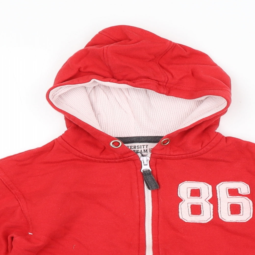 Rebel Jr Boys Red   Full Zip Hoodie Size 4-5 Years