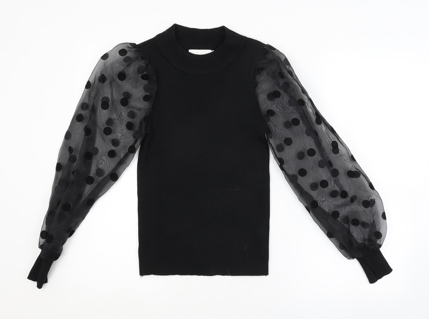 Flamant Rose Womens Black Polka Dot  Pullover Jumper Size M