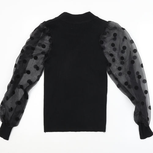 Flamant Rose Womens Black Polka Dot  Pullover Jumper Size M