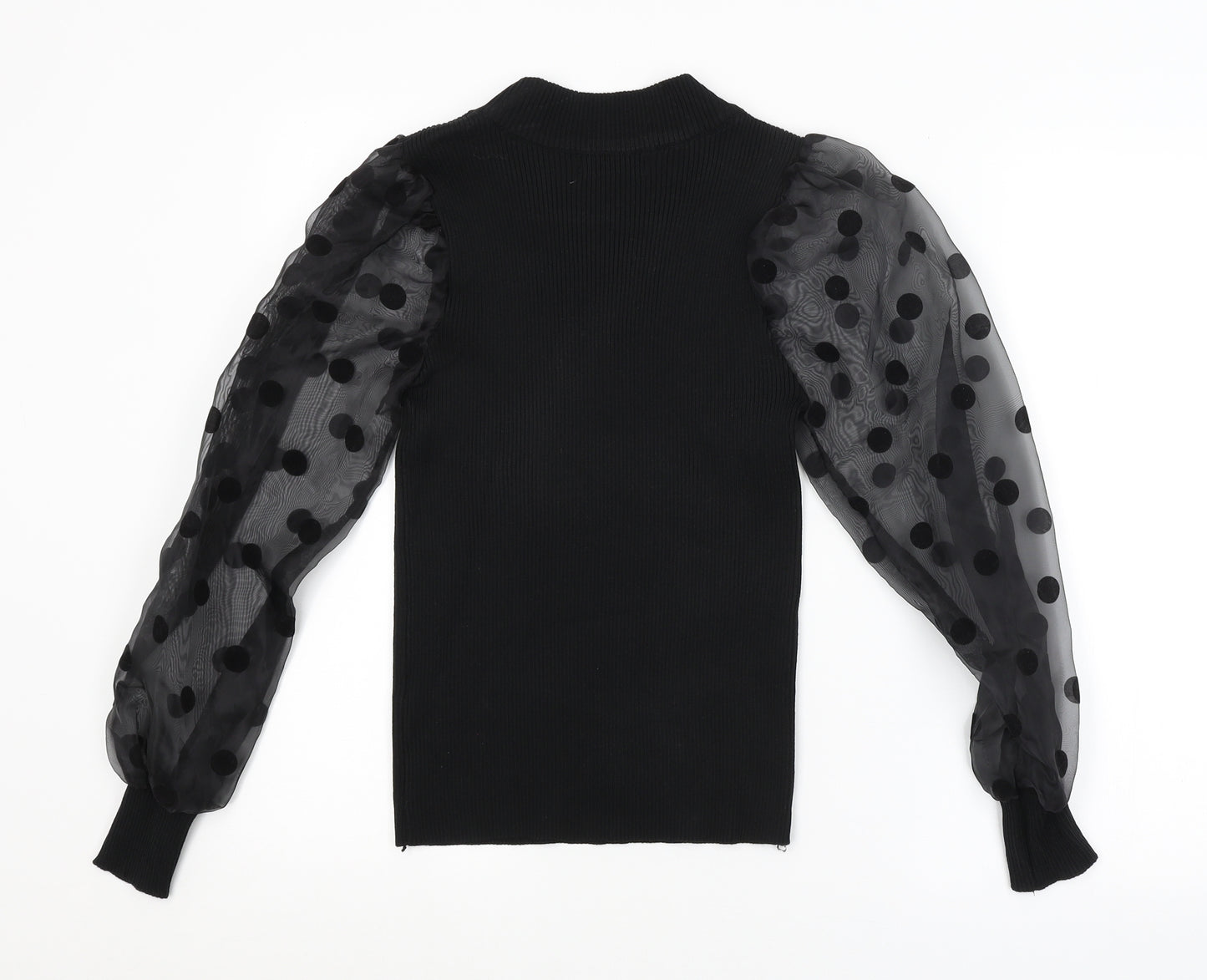 Flamant Rose Womens Black Polka Dot  Pullover Jumper Size M