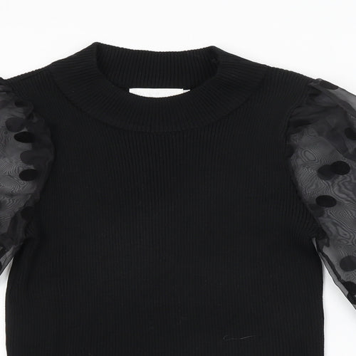 Flamant Rose Womens Black Polka Dot  Pullover Jumper Size M